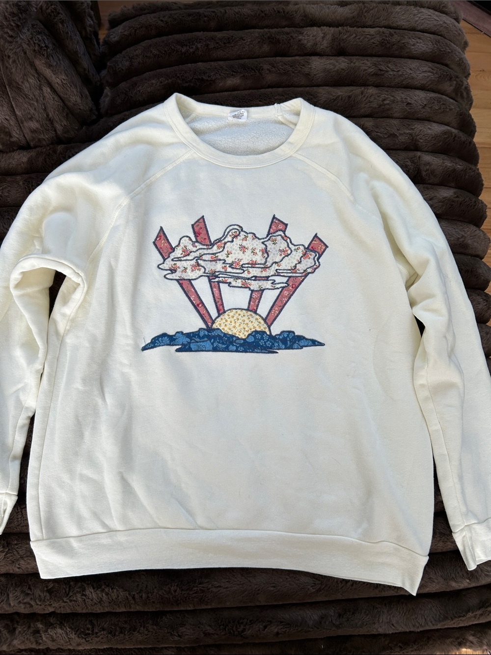 BAM Embroidered Cream Graphic Crewneck Sweatshirt